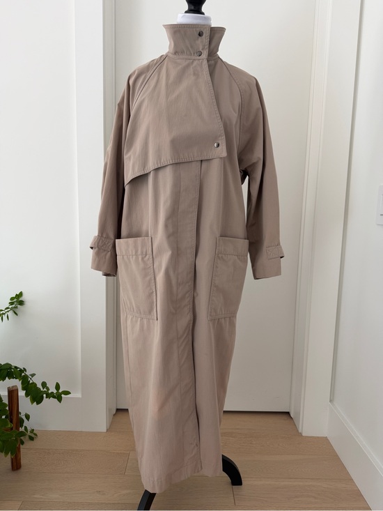 Jackets & Blazers - VINTAGE Trench Coat Midi Length Unbelted Relaxed Fit Neutral Classic Minimalist